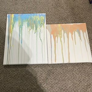 2 set drip art painting